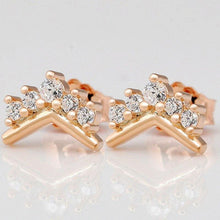 Load image into Gallery viewer, 100% 925 Sterling Silver Pan Earring Rose Gold Crown Wishing Bone - Sophornlilly