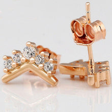 Load image into Gallery viewer, 100% 925 Sterling Silver Pan Earring Rose Gold Crown Wishing Bone - Sophornlilly