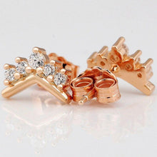 Load image into Gallery viewer, 100% 925 Sterling Silver Pan Earring Rose Gold Crown Wishing Bone - Sophornlilly