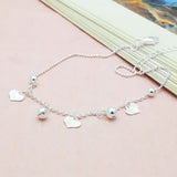 Sterling Silver Simple Heart Women Anklets Barefoot Crochet