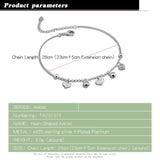 Sterling Silver Simple Heart Women Anklets Barefoot Crochet