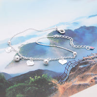 Sterling Silver Simple Heart Women Anklets Barefoot Crochet