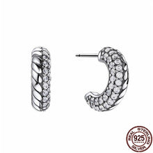 Load image into Gallery viewer, 100% Real 925 Sterling Silver Classic Half Moon Curved Zircon Earrings - Sophornlilly