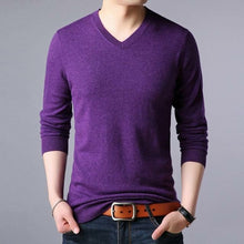 Load image into Gallery viewer, 100% Wool Top Grade New Fashion Brand Knit Mens V Neck Sweater