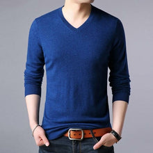 Load image into Gallery viewer, 100% Wool Top Grade New Fashion Brand Knit Mens V Neck Sweater