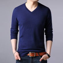 Load image into Gallery viewer, 100% Wool Top Grade New Fashion Brand Knit Mens V Neck Sweater