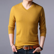 Load image into Gallery viewer, 100% Wool Top Grade New Fashion Brand Knit Mens V Neck Sweater