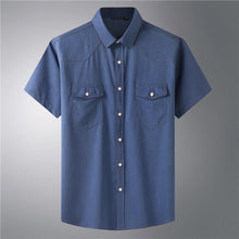 Load image into Gallery viewer, 10XL 8XL 6XL 5X Men Summer Denim Thin Shirt Short Sleeve Soft Cotton - Sophornlilly