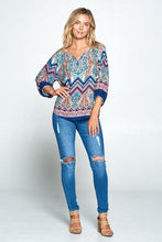 Load image into Gallery viewer, PAISLEY PRINT V-NECK 3/4 SLEEVE TOP