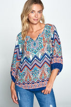Load image into Gallery viewer, PAISLEY PRINT V-NECK 3/4 SLEEVE TOP