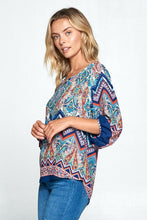 Load image into Gallery viewer, PAISLEY PRINT V-NECK 3/4 SLEEVE TOP