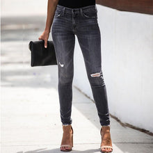 Load image into Gallery viewer, Women  Jeans Bottom Streetwear Zipper Ripped Jeans