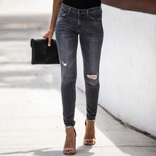 Load image into Gallery viewer, Women  Jeans Bottom Streetwear Zipper Ripped Jeans