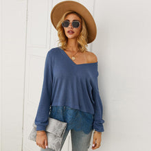Load image into Gallery viewer, Lace Splicing Long Sleeve Women Tops