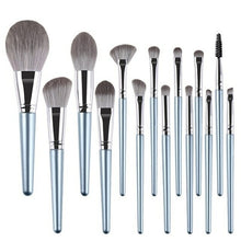 Load image into Gallery viewer, 14Pcs Silver Matte Blue Silver Makeup Brushes Set Berus Solek Berus