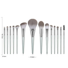 Load image into Gallery viewer, 14Pcs Silver Matte Blue Silver Makeup Brushes Set Berus Solek Berus