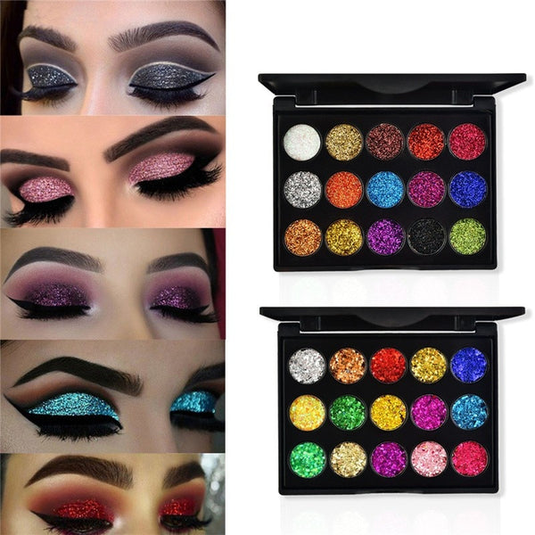 15 Color Diamond Sequins Eyeshadow Cosmetics Tray Glitter Pearle