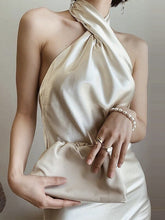Load image into Gallery viewer, Satin halter sleeveless bodycon vintage dress
