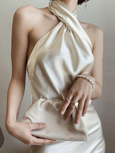 Load image into Gallery viewer, Satin halter sleeveless bodycon vintage dress