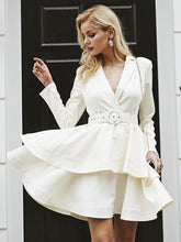 Load image into Gallery viewer, Elegant ruffle turndown collar party