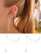 Load image into Gallery viewer, 1piece Punk Style Woman Young Gift Leaf Chain Tassel Earrings Earrings