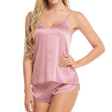 Load image into Gallery viewer, 2 PCS Womens Sleepwear Satin Pajama Cami Set Silk Solid Nightwear