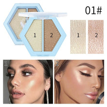 Load image into Gallery viewer, 2 color highlighter face bronzer palette makeup glowing face contour - Sophornlilly
