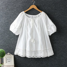 Load image into Gallery viewer, Fresh Drawstring O-neck Hollow Out Embroidery