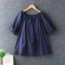 Load image into Gallery viewer, Fresh Drawstring O-neck Hollow Out Embroidery