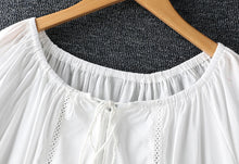Load image into Gallery viewer, Fresh Drawstring O-neck Hollow Out Embroidery