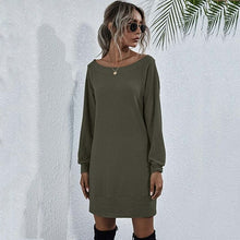 Load image into Gallery viewer, Autumn Knitted Dress Women Off Shoulder Sweater Dress Ladies