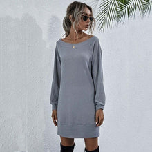 Load image into Gallery viewer, Autumn Knitted Dress Women Off Shoulder Sweater Dress Ladies