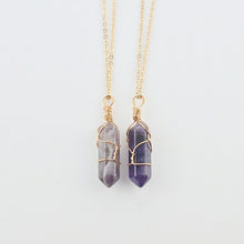 Load image into Gallery viewer, Fashion Opal Stone Hexagonal Column Crystal Necklaces Natural Red