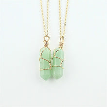 Load image into Gallery viewer, Fashion Opal Stone Hexagonal Column Crystal Necklaces Natural Red