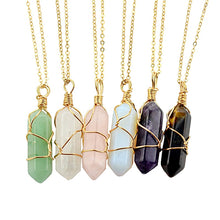 Load image into Gallery viewer, Fashion Opal Stone Hexagonal Column Crystal Necklaces Natural Red