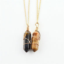 Load image into Gallery viewer, Fashion Opal Stone Hexagonal Column Crystal Necklaces Natural Red