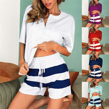 Load image into Gallery viewer, Fashion Pajamas Sets Women Short Sleeve Tops + Shorts Set