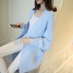 Long Cardigan Sweater Autumn Winter Bat Sleeve Knitted