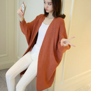 Long Cardigan Sweater Autumn Winter Bat Sleeve Knitted