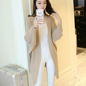 Long Cardigan Sweater Autumn Winter Bat Sleeve Knitted