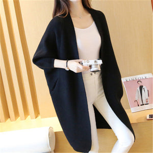 Long Cardigan Sweater Autumn Winter Bat Sleeve Knitted