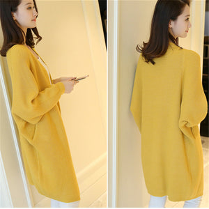 Long Cardigan Sweater Autumn Winter Bat Sleeve Knitted