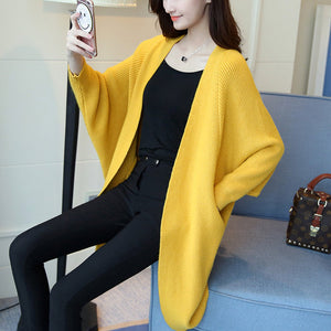 Long Cardigan Sweater Autumn Winter Bat Sleeve Knitted