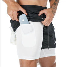 Load image into Gallery viewer, New Double deck Running Shorts Men  Fitness Workout Bermuda