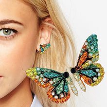 Load image into Gallery viewer, New Fashion Butterfly Wings Earrings Female Rhinestone Wild