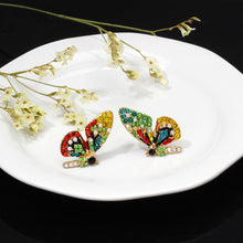 Load image into Gallery viewer, New Fashion Butterfly Wings Earrings Female Rhinestone Wild