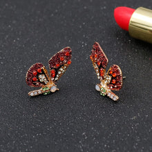 Load image into Gallery viewer, New Fashion Butterfly Wings Earrings Female Rhinestone Wild