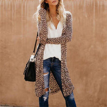 Load image into Gallery viewer, New Streetwear Women Long Sleeve Cardigan Leopard Kimono Shawl - Sophornlilly