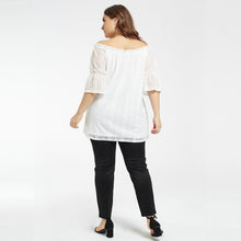 Load image into Gallery viewer, Plus Size Women&#39;s Blouse Summer New Lace Stitching Printing Sexy