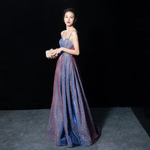 Load image into Gallery viewer, Women's Gradient Evening Dresses Sequin V Neck Contrast